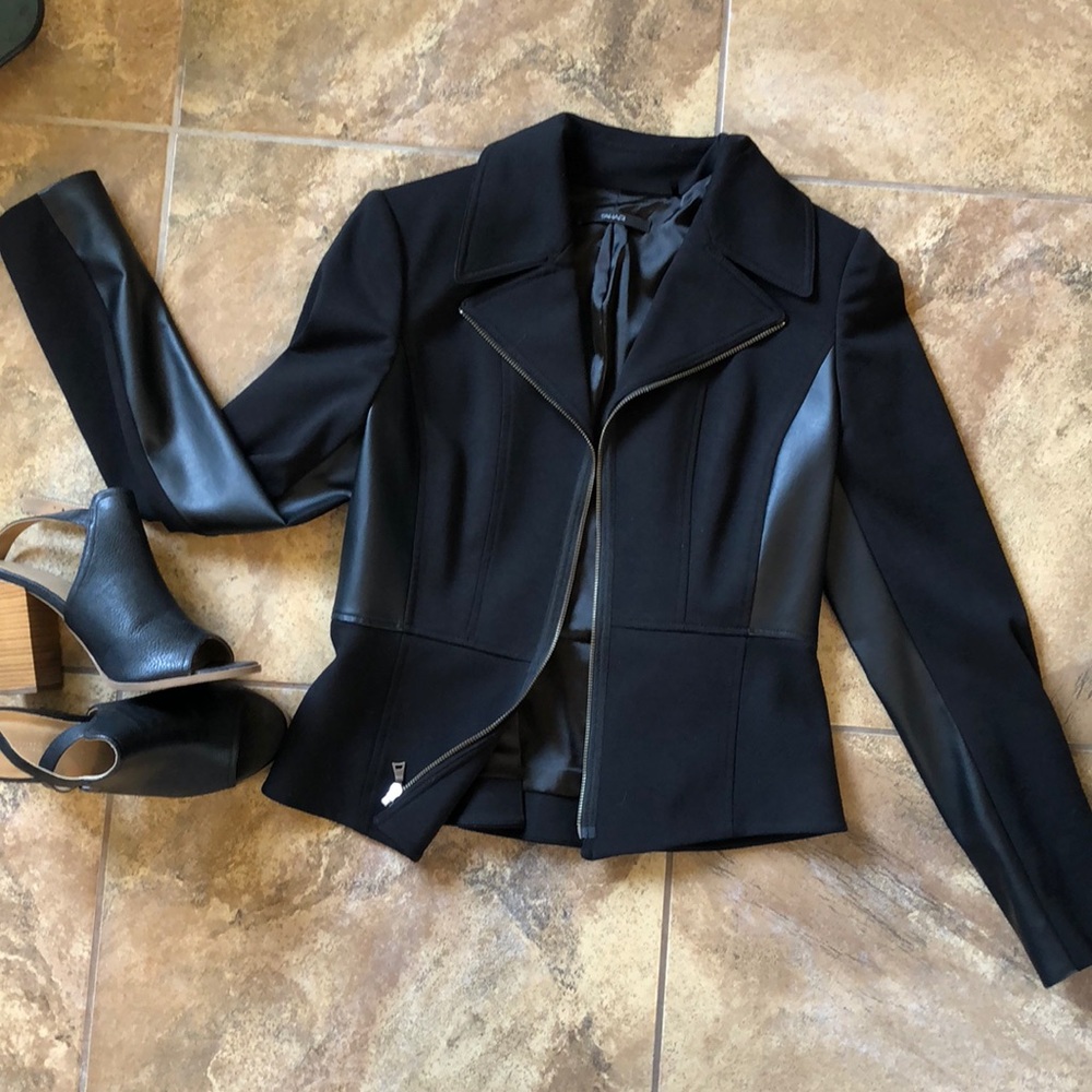 LAST CHANCE Tahari ponte faux leather blazer six 8